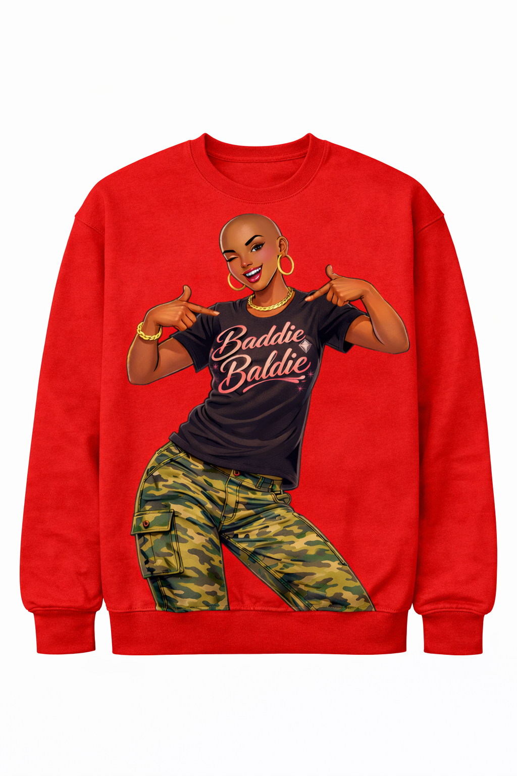 GIRL ROCKIN BADDIE BALDIE BRAND T-SHIRT